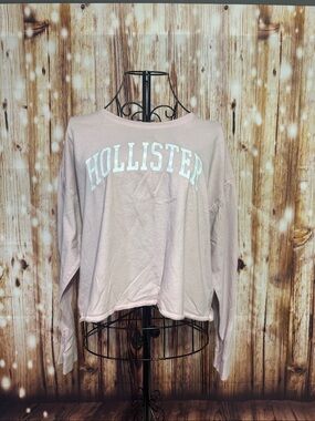 Hollister Soft Pink Long-Sleeve Crop Logo Top